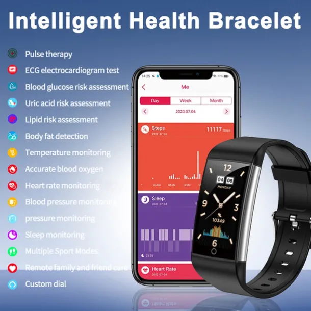 Imsoi 1.47-inch IPS Screen Blood lipid Uric Acid Blood Glucose ECG Blood Pressure Health Smart Watch Temperature Monitoring Pedometer Call Reminder Compatible with Android iOS Women Men Waterproof