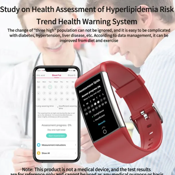 Imsoi 1.47-inch IPS Screen Blood lipid Uric Acid Blood Glucose ECG Blood Pressure Health Smart Watch Temperature Monitoring Pedometer Call Reminder Compatible with Android iOS Women Men Waterproof