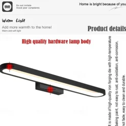 15.6in 23.5in 31.2in Modern and Minimalist Led Wall Lamp Living Room Bedroom Bathroom Dressing Table Black Coffee Mirror Front lamp AC220V AC110V