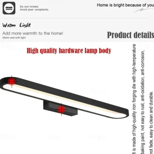 15.6in 23.5in 31.2in Modern and Minimalist Led Wall Lamp Living Room Bedroom Bathroom Dressing Table Black Coffee Mirror Front lamp AC220V AC110V