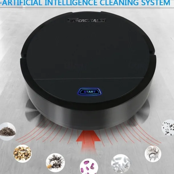 3-in-1 Auto Sweeping Robot 1800PA Strong Suction Smart Floor CleanerRechargeable Smart Sweeping Robot Dry Wet Sweeping Vacuum Cleaner Strong Suction Robot Cleaner for Home