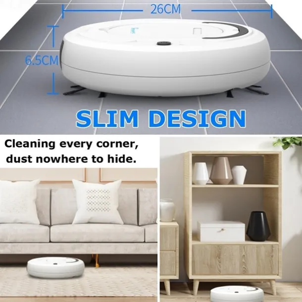 3-in-1 Auto Sweeping Robot 1800PA Strong Suction Smart Floor CleanerRechargeable Smart Sweeping Robot Dry Wet Sweeping Vacuum Cleaner Strong Suction Robot Cleaner for Home