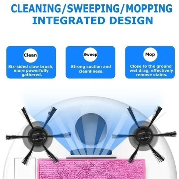 3-in-1 Auto Sweeping Robot 1800PA Strong Suction Smart Floor CleanerRechargeable Smart Sweeping Robot Dry Wet Sweeping Vacuum Cleaner Strong Suction Robot Cleaner for Home