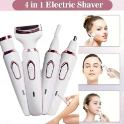 4-In-1 Cordless Electric Razor Rechargeable Portable Trimmer Set Painless Full Body Razor Eyebrow Nose Face Bikini Leg And Armpit Shaving Set