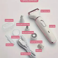 4-In-1 Cordless Electric Razor Rechargeable Portable Trimmer Set Painless Full Body Razor Eyebrow Nose Face Bikini Leg And Armpit Shaving Set