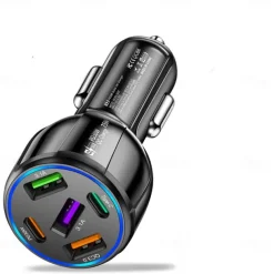 5-in-1 Dual line Car Charger 75W Quick Charge One Tow Five 3USB2PD Car Phone Charger