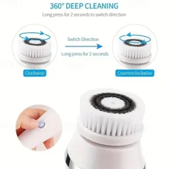 4-in-1 Electric Facial Cleansing Brush Facial Massager Facial Kit Set Face Wash Brush Facial Machine Exfoliating Brush And Face Massager Skin SPA Kit Waterproof Blackhead Acne Removal Pore Clean
