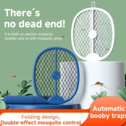 3-in-1 Household Electric Mosquito Swatter – Folding Rechargeable Mosquito Lamp with Rodent Repeller and Fly Trap