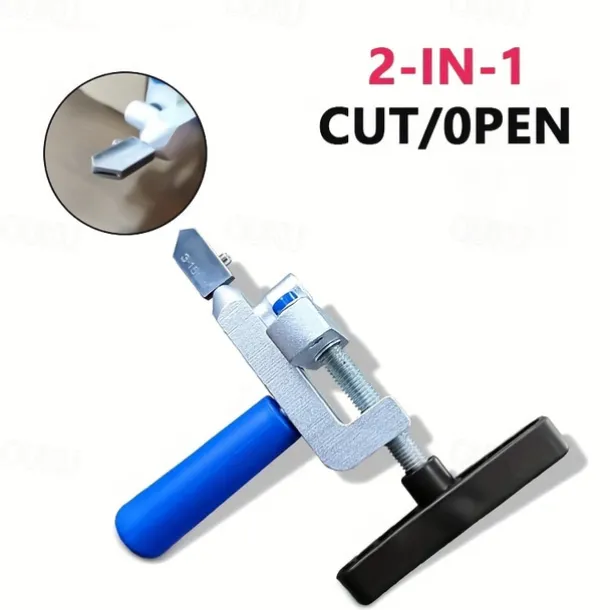 2-in-1 Manual Glass & Tile Cutter with Diamond Roller Wheel - Precision Cutting Tool for DIY & Construction, Adjustable Metal Base & Clamps, Lightweight Portable Design