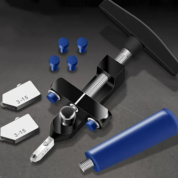 2-in-1 Manual Glass & Tile Cutter with Diamond Roller Wheel - Precision Cutting Tool for DIY & Construction, Adjustable Metal Base & Clamps, Lightweight Portable Design