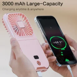 5-in-1 Mini Portable Fan – Foldable Wearable USB Fan with 3000mAh Battery, 4 Speeds for Neck, Handheld, or Desk Use