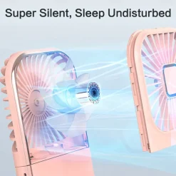 5-in-1 Mini Portable Fan – Foldable Wearable USB Fan with 3000mAh Battery, 4 Speeds for Neck, Handheld, or Desk Use