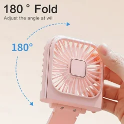 5-in-1 Mini Portable Fan – Foldable Wearable USB Fan with 3000mAh Battery, 4 Speeds for Neck, Handheld, or Desk Use