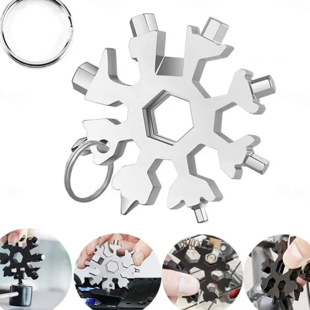 18-in-1 Snowflake Multi Tool Xmas Stainless Steel Snowflake Bottle Opener/Flat Cross Screwdriver Kit/Wrench Durable and Portable to Take Great Christmas gift