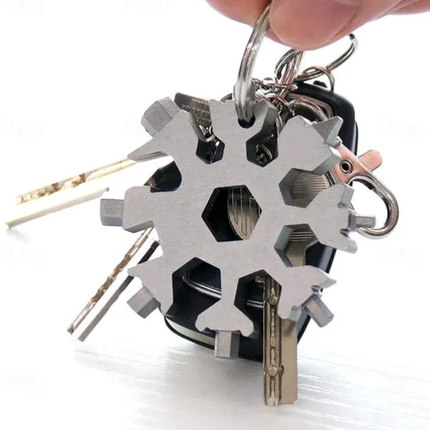 18-in-1 Snowflake Multi Tool Xmas Stainless Steel Snowflake Bottle Opener/Flat Cross Screwdriver Kit/Wrench Durable and Portable to Take Great Christmas gift