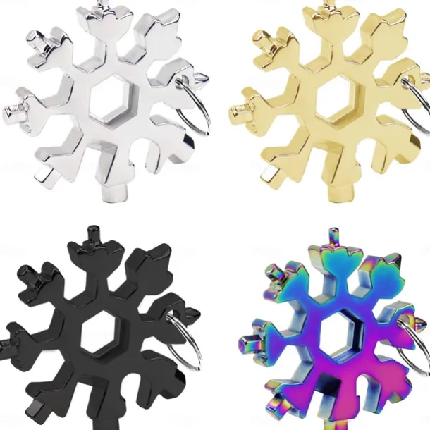 18-in-1 Snowflake Multi Tool Xmas Stainless Steel Snowflake Bottle Opener/Flat Cross Screwdriver Kit/Wrench Durable and Portable to Take Great Christmas gift