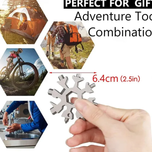 18-in-1 Snowflake Multi Tool Xmas Stainless Steel Snowflake Bottle Opener/Flat Cross Screwdriver Kit/Wrench Durable and Portable to Take Great Christmas gift