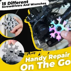 18-in-1 Snowflake Multi Tool Xmas Stainless Steel Snowflake Bottle Opener/Flat Cross Screwdriver Kit/Wrench Durable and Portable to Take Great Christmas gift