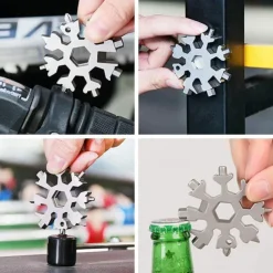 18-in-1 Snowflake Multi Tool Xmas Stainless Steel Snowflake Bottle Opener/Flat Cross Screwdriver Kit/Wrench Durable and Portable to Take Great Christmas gift