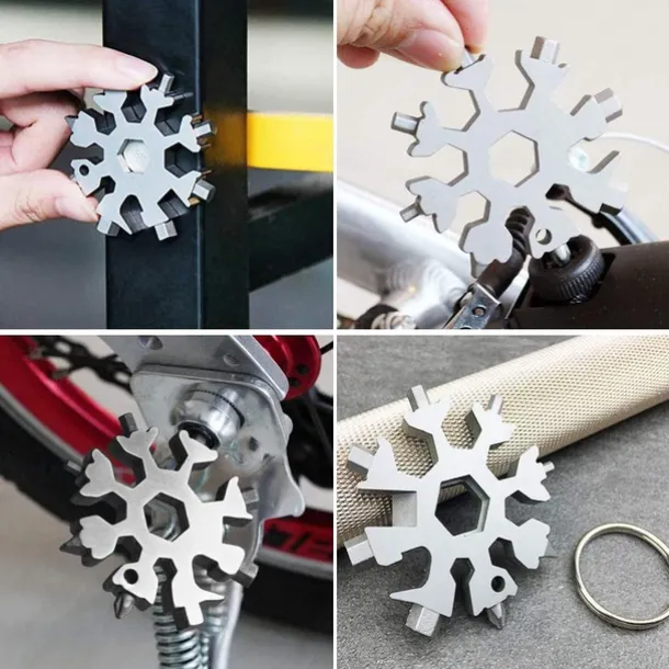 18-in-1 Snowflake Multi Tool Xmas Stainless Steel Snowflake Bottle Opener/Flat Cross Screwdriver Kit/Wrench Durable and Portable to Take Great Christmas gift