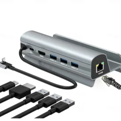 6-in-1 Steam Deck Dock USB-C HUB Docking Station LAN HDMI Compatible with 4K HDMI Gigabit Ethernet 60W PD USB 3.0 Ports