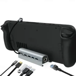 6-in-1 Steam Deck Dock USB-C HUB Docking Station LAN HDMI Compatible with 4K HDMI Gigabit Ethernet 60W PD USB 3.0 Ports