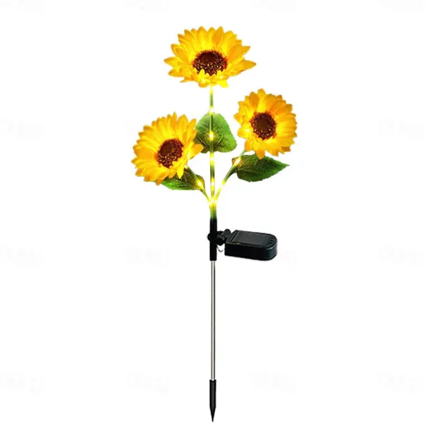 3-in-1 Sunflower Lights Solar Outdoor LED Courtyard Park Decoration Sunflower Ground Insertion Atmosphere Light Lawn Imitation Floor Lamp Lawn Lamp