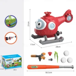 2-in-1 Water Sprinkler Baseball Helicopter Toy for Kids Outdoor Play Attaches to Garden Hose Summer Outside Toys Lawn Backyard Game Pool Party for Kids Boys Girls Gift