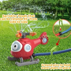 2-in-1 Water Sprinkler Baseball Helicopter Toy for Kids Outdoor Play Attaches to Garden Hose Summer Outside Toys Lawn Backyard Game Pool Party for Kids Boys Girls Gift