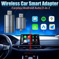 2-In-1 Wireless CarPlay Adapter Android Auto Wireless Adapter Type-C/USB Plug & Play 5Ghz WiFi Carplay Wireless Adapter