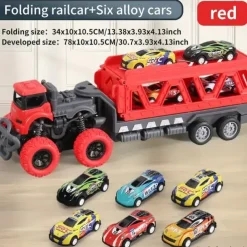 30.71inch Length Deformed Track Toy Car With 6pcs Alloy CarsHalloween And Festival Gift For Boys And Girls