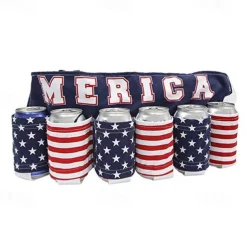 Independence Day Beer Belt, KEEP AMERICA DRUNK Beverage Beer Belt, Stripes And Stars Pattern USA Americana Patriotic Beer Belt, 4th Of July Party Decor, Summer Party Outdoor Decorations, Outdoor Party Favors