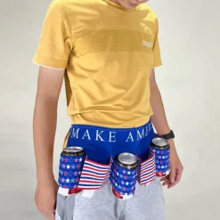 Independence Day Beer Belt, KEEP AMERICA DRUNK Beverage Beer Belt, Stripes And Stars Pattern USA Americana Patriotic Beer Belt, 4th Of July Party Decor, Summer Party Outdoor Decorations, Outdoor Party Favors