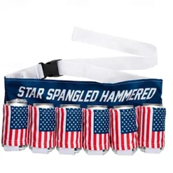 Independence Day Beer Belt, KEEP AMERICA DRUNK Beverage Beer Belt, Stripes And Stars Pattern USA Americana Patriotic Beer Belt, 4th Of July Party Decor, Summer Party Outdoor Decorations, Outdoor Party Favors
