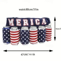 Independence Day Beer Belt, KEEP AMERICA DRUNK Beverage Beer Belt, Stripes And Stars Pattern USA Americana Patriotic Beer Belt, 4th Of July Party Decor, Summer Party Outdoor Decorations, Outdoor Party Favors