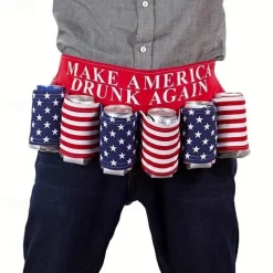 Independence Day Beer Belt, KEEP AMERICA DRUNK Beverage Beer Belt, Stripes And Stars Pattern USA Americana Patriotic Beer Belt, 4th Of July Party Decor, Summer Party Outdoor Decorations, Outdoor Party Favors