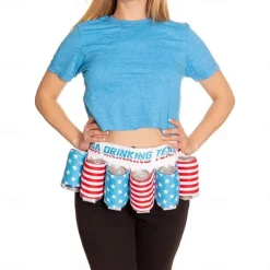 Independence Day Beer Belt, KEEP AMERICA DRUNK Beverage Beer Belt, Stripes And Stars Pattern USA Americana Patriotic Beer Belt, 4th Of July Party Decor, Summer Party Outdoor Decorations, Outdoor Party Favors