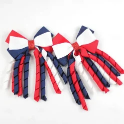 Independence Day Hair Bow Clips 3 Inch Red White Blue Curly Ribbon Hair Clips Handmade School Kids Girls Hair Accessories for 4th of July