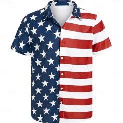 Independence Day July 4 USA Flag Manga Hawaii Shirts Back To School 3D USA Flag Harajuku Graphic Kawaii For Men's Adults' Masquerade 4th of July Back To School 3D Print Festival