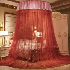 Indoor Bed Canopy Mosquito Net with Double-layer Luxury Top Easy Installation,suitable for couples family