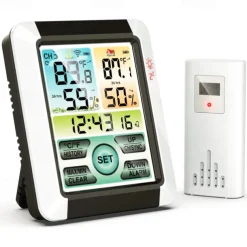 Indoor Outdoor Thermometer Wireless Digital Hygrometer Thermostat Temperature & Humidity Monitor with Touchscreen LCD Backlight