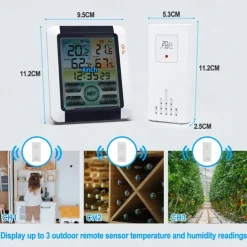 Indoor Outdoor Thermometer Wireless Digital Hygrometer Thermostat Temperature & Humidity Monitor with Touchscreen LCD Backlight