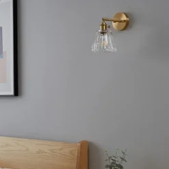 Indoor Single Head E27 Glass Wall Fixture Brass Recessed Sconces Glass Lampshade Decoration 110-240V