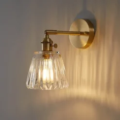 Indoor Single Head E27 Glass Wall Fixture Brass Recessed Sconces Glass Lampshade Decoration 110-240V