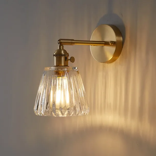 Indoor Single Head E27 Glass Wall Fixture Brass Recessed Sconces Glass Lampshade Decoration 110-240V