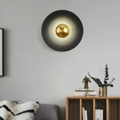 Indoor Wall Light LED Copper Circle Design Living Room Bedroom Metal Wall Lights 3000K E26 Wall Light Fixtures for Bedroom Bathroom