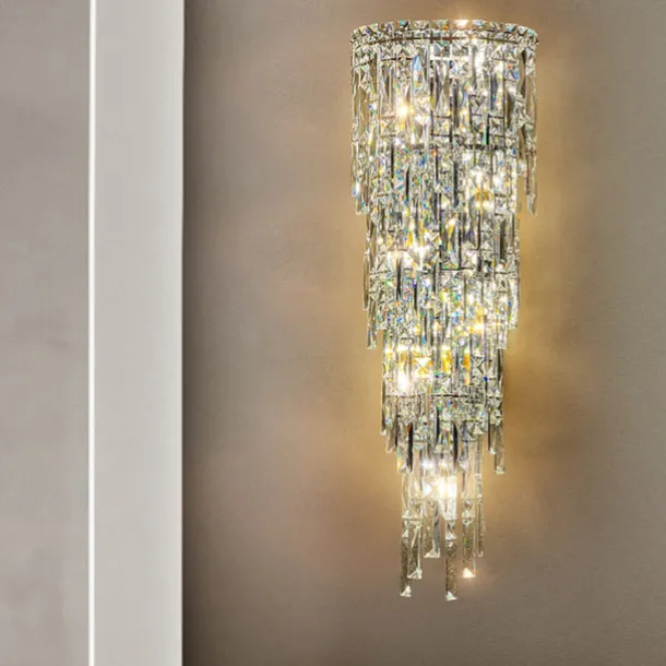 Indoor Wall Lights Crystal High Quality K9 LED Nordic Style Living Room Shops Cafes Steel Wall Light 110-240V