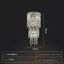 Indoor Wall Lights Crystal High Quality K9 LED Nordic Style Living Room Shops Cafes Steel Wall Light 110-240V