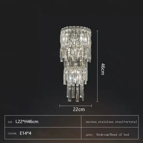 Indoor Wall Lights Crystal High Quality K9 LED Nordic Style Living Room Shops Cafes Steel Wall Light 110-240V