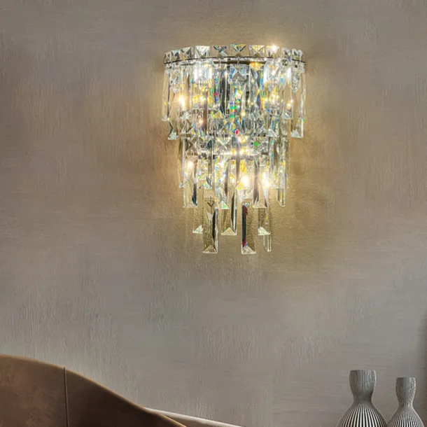 Indoor Wall Lights Crystal High Quality K9 LED Nordic Style Living Room Shops Cafes Steel Wall Light 110-240V